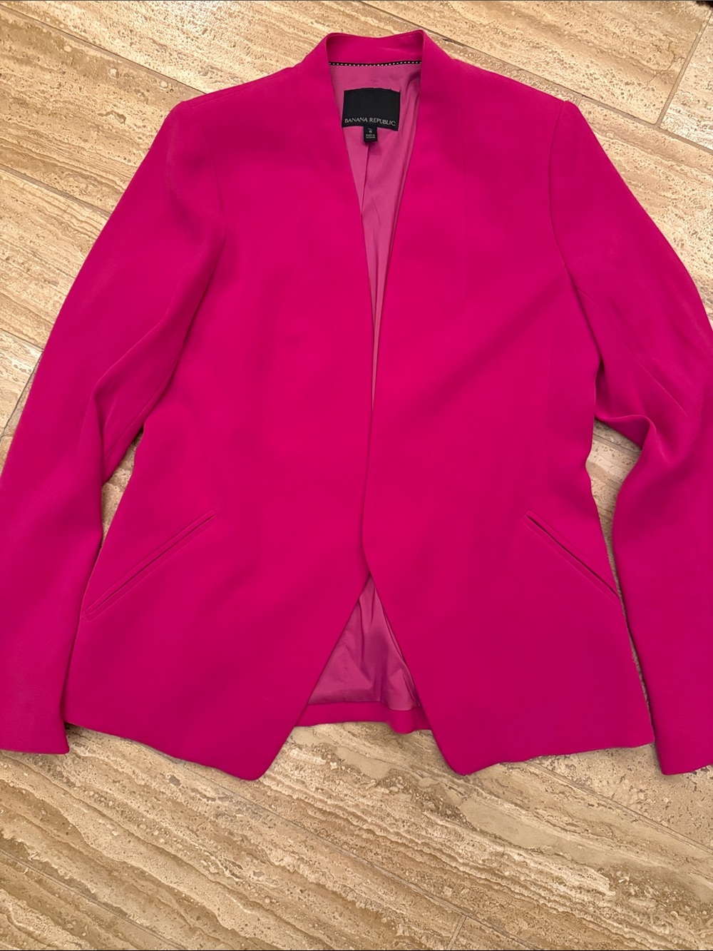 Banana Republic Women's Fuchsia Pink Open Blazer 8T Tall Spring Summer